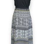 J.Crew Maxi Dress Black White Aztec Print Sleeveless Spaghetti Strap Flowy Skirt Photo 10
