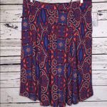 LuLaRoe NWT Size 2XL Red & Blue Printed Box Pleated A-Line Madison Skirt Photo 0