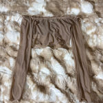 Off shoulder long sleeve cropped top. Tan Photo 3