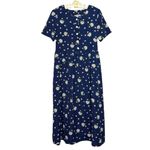 Blair Vintage Dress M Daisy Ditsy Floral Midi Tie Back Shirt Dress Pockets Modest Photo 2