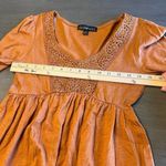 Derek‎ Heart Small Orange Lace Trim Babydoll Blouse Top Long Sleeve Photo 6