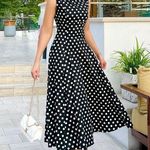 ZARA  linen blend Black and White Polka Dot Dress Photo 5