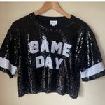 Le lis Black Sequin Game Day crop top size small Photo 0