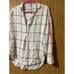 Lush Clothing Lush White Plaid Woman’s Long Sleeve V-Neck Top Size Medium Photo 1