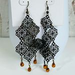 Sonoma New, Black Beaded Statement Dangle Pierced Earrings Photo 0