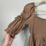 Mustard Seed  Brown Smocked Puff Sleeve Dress Size Medium Photo 2