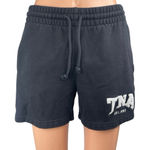 Aritzia  TNA Sweatfleece Black Boyfirnd Fit Elastic Waist Mini Sweat Shorts Sz S Photo 0