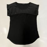 EXPRESS  Sleeveless Blouse with Satin Shoulder Detail in Black Photo 1