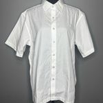 Harriton White Short Sleeve Button Down Casual Shirt Men Size Medium Photo 0