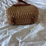 Woven purse with brown leather and gold accents Photo 6