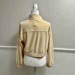 Aerie Groove On Velour Corduroy Full Zip Ribbed Cropped Sweatshirt Cream Medium Photo 9