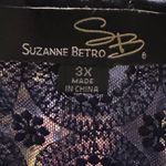 Suzanne Betro (T) Plus Size Weekend Sleeveless Top 3X Blue Floral Diamond EUC Photo 1