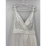 Mac Duggal 12443 White Satin V-Neck Sleeveless Long Formal Gown Size 8 Photo 3