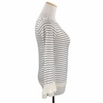 Loft Petites Black & White Striped Casual Ruffle Cuff Boatneck Knit Sweater Photo 4