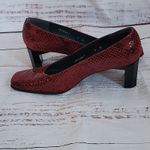 Stuart Weitzman 80s Vintage Cherry Red Snakeskin Embossed Leather Heels Size 6 Photo 5