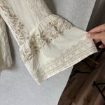 Hale Bob  Blouse Top Embroidered Peasant Floral Metallic size L Boho Gauze Photo 3