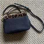 Michael Kors Tina Crossbody Bag Leather Calf Hair Black Leopard Convertible Photo 4