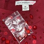 Isaac Mizrahi Live! NWT Size 1X Red - Jewel Embellished Mock Neckline Knit Dress Photo 4