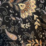 Michael Stars Dress Kita Floral Black Tan Keyhole Long Sleeve Paisley Cocktail Photo 10