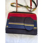 Vintage Datafax Organizer Crossbody Bag Colorful Striped Planner Purse Black Photo 2