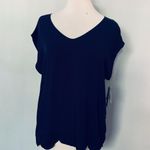 Liz Claiborne NWT  Navy Blue Short Sleeve Blouse Top Photo 0