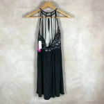 Juniors' Glitter Lace Black Mini Party Dress NWT 1/2 Size undefined Photo 6