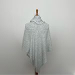 Chico's Poncho Cowl Turtleneck Pullover Fringe Ribbed Soft Cozy Light Grey Photo 3