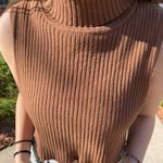 Urban Outfitters Brown Ribbed No-Sleeve Turtle Neck Photo 0