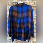 BDG  Blue and Brown Plaid Women's Button Down Shirt Photo 1