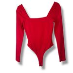 Jun & Ivy NWT Francesca's Red Square Neck Long Sleeve Fitted Bodysuit Small Photo 4