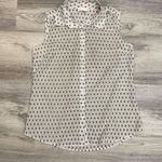 Kenar White with Blue Print Sleeveless Button Down Collared Women's Shirt Medium Photo 4