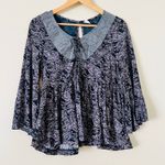 Anthropologie  Marcella Peasant Top S Women's Blouse Purple Bell Boho Baby Doll Photo 2