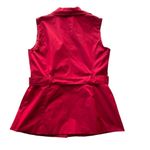 Sandro  Studio Puff Lapel Vest with Belt Ruby Red Size Large Statement Bold Photo 9