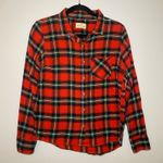 Marine layer  Red Green Check Plaid Button Up Long Sleeve Shirt Women's size XS Photo 0