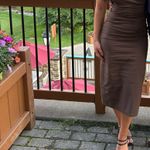 ZARA  brown ruched high neck midi dress  Photo 3