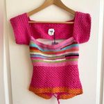 Tach Clothing Donna Hand knit Crochet Top Size M NWT Square Neck Y2K Hippie Size M Photo 0