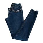Bebe  Medium Dark Blue Studded SZ 25 Women’s Skinny Mid-Rise Jeans #1016 Photo 6