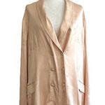 Victoria's Secret Champagne Peach Satin Floral Long Sleeve PJ Pajama Top XL NEW Photo 1