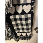 Y2K Folk Farmhouse Woven Checks Sheep Hearts Fringe Open Front Boho Cottagecore Black Size L Photo 6
