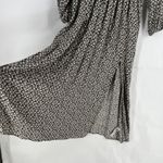 Gap Maxi Dress Womens Large Brown Floral Smocked Waist Ruffle Puff Sleeve V-Neck Photo 4