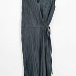 Vince Pleated Tie Sleeveless Slate Blue Gray Midi Dress Size Medium Photo 2