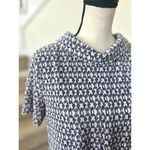 Tyler Boe Kristen Blue & White Chain Link 60s Inspired Roll Neck Shift Dress Size M Photo 3