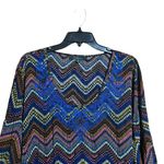 Calessa Tunic Top Womens 2X Multicolor Chevron Print Accordion Stretch Blouse Photo 1