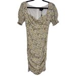 Bardot Cindy Sweetheart Ruched Mini Dress Soft Yellow Floral NWT 6 Small Photo 2