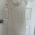 Size S Off the Shoulder White Floral Lace Convocation Graduation Knee Length Dress Photo 0