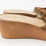 Vintage 90s Mariella Brown Leather Flower Wedge Sandals Size 9 Photo 6