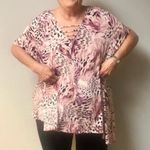 Jennifer Lopez Plus Size Strappy Asymmetrical Top Mauve Purple ish Animal Print Photo 2