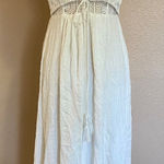 NWOT Lulus Santorini Scene White Metallic Gold Swiss Dot Lace Maxi Dress Photo 0