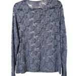Feathers women’s size 3X lacy floral sheer pullover long sleeve grey top dressy Gray Photo 2