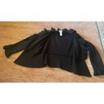 Kate Hill  Women's 100% Wool Jacket Black Career Coat Ruffled Front Unlined Sz PM Photo 5